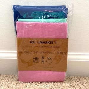 NWT To The Market Reusable Gift Wrapping Cloths - 3 Cloths